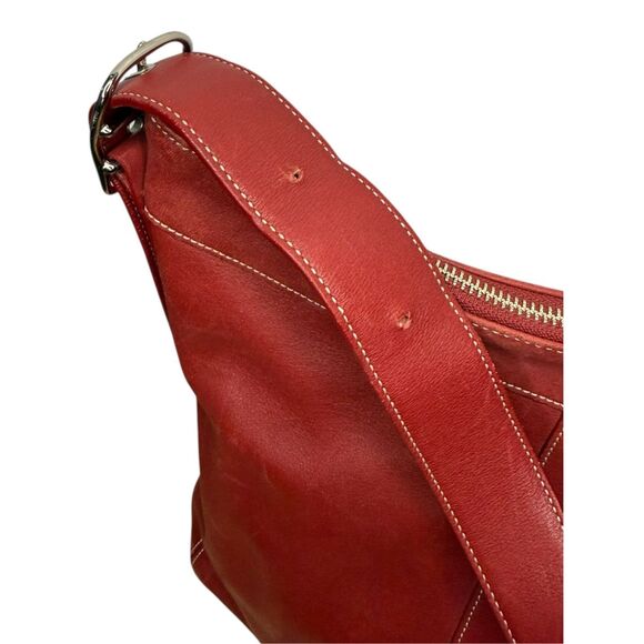 Vtg Coach Legacy Slim Duffle Shoulder Bag Red Leather Adjustable Strap 9188 - Picture 5 of 10